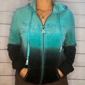 🔵ombré turquoise & black zip up⚫️